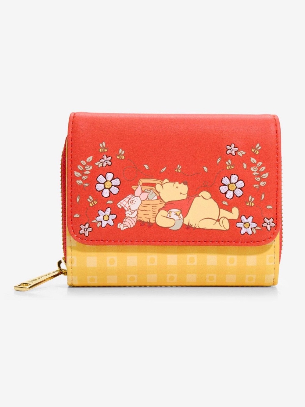 New Loungefly Disney Winnie the Pooh Floral Gingham Wallet